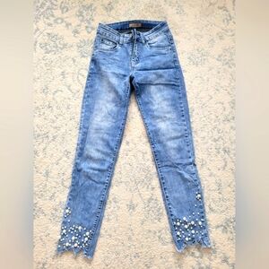 Pearl Embroidery Skinny Jeans Size 25